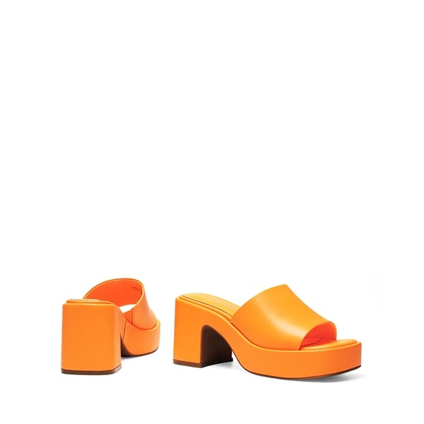 Slip On Chunky Platform Slide Sandals - ORANGE-PU - 3